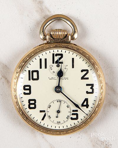 Gold filled Waltham open-face pocket watch