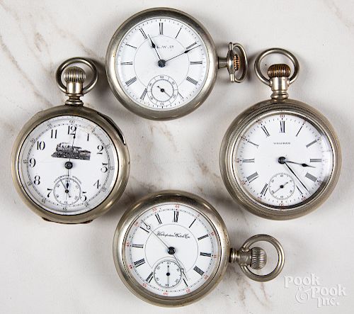 Four open-face pocket watches