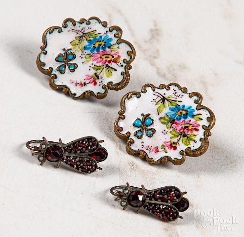 Two pairs of antique dangle earrings