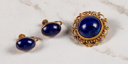14K lapis lazuli oval cabochon earrings, etc.