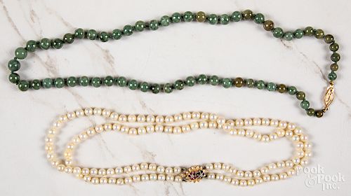 Double strand pearl necklace, etc.