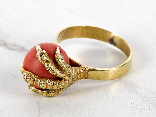18K yellow gold Italian claw ring