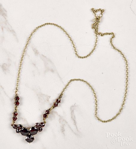 Garnet cluster necklace