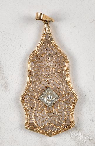 14K yellow gold filigree necklace