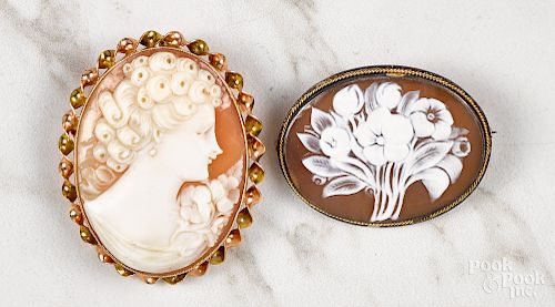 Two carved carnelian cameos