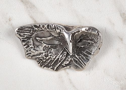 Olaf Skoogfors silver mask brooch