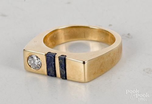 Diamond and lapis lazuli ring
