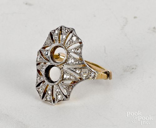 18K gold diamond Art Deco ring mounting