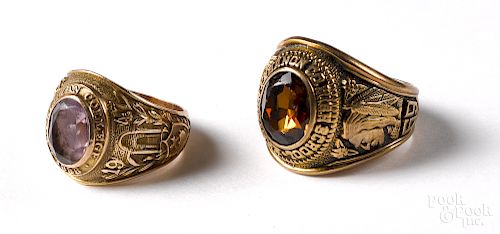 Two 10K gold class rings