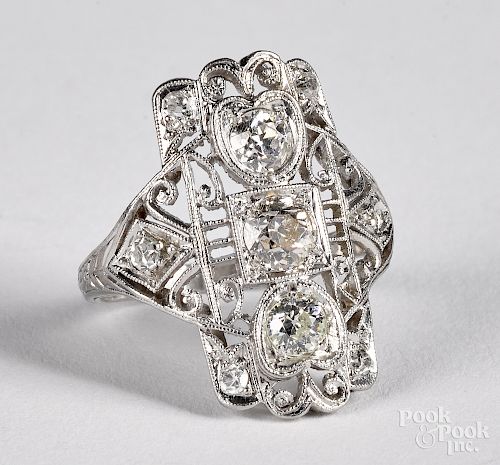Platinum and diamond filigree ring