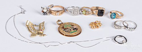 10K gold precious and semi precious stone jewelry