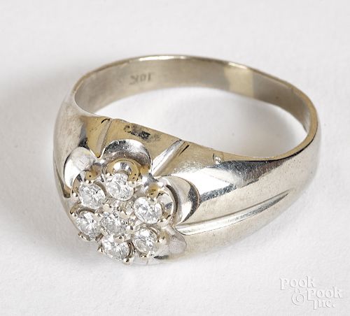 10K white gold and diamond ring
