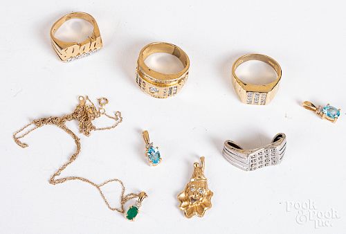 14K gold precious and semi precious stone jewelry