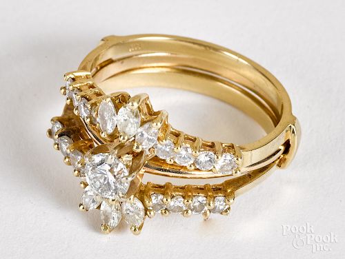 14K yellow gold and diamond wedding set
