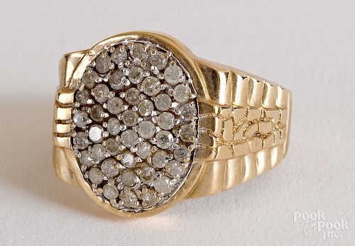 10K yellow gold diamond cluster ring