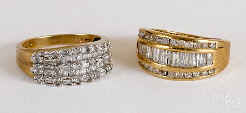 Two 10K gold and diamond rings