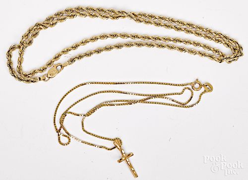Two 14K gold necklaces