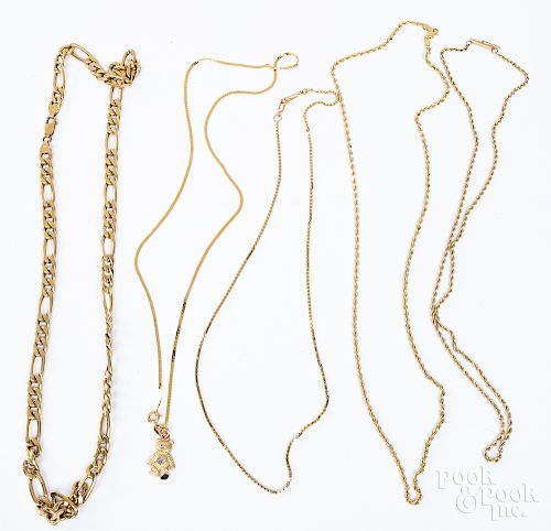 Four 14K gold necklaces