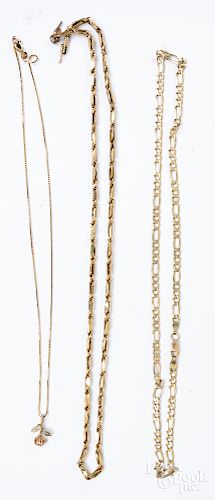 Three 14K gold necklaces