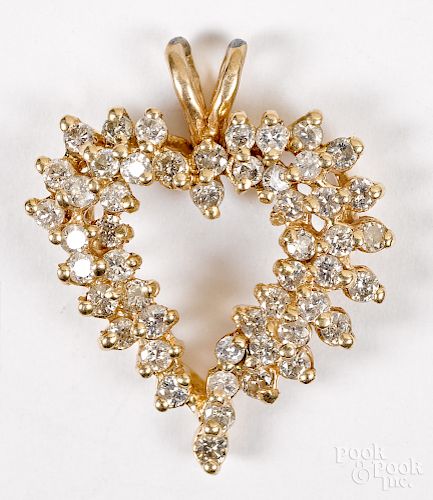14K gold and diamond heart pendant