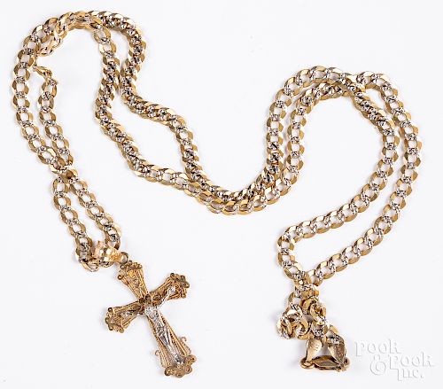 10K gold chain with cross pendant