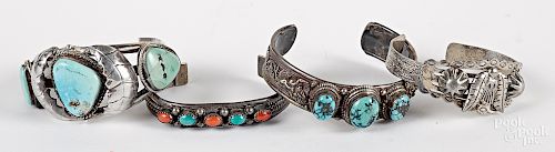 Native American silver and turquoise bracelets