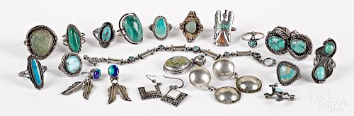 Native American silver and turquoise jewelry