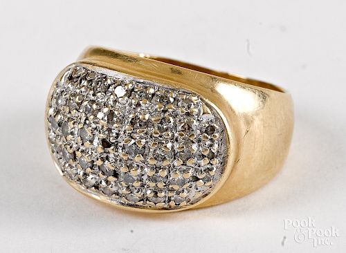 Men's 14K gold diamond cluster ring