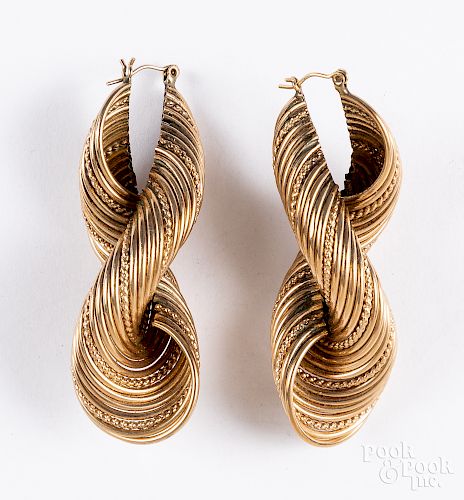 Pair of 14K gold earrings