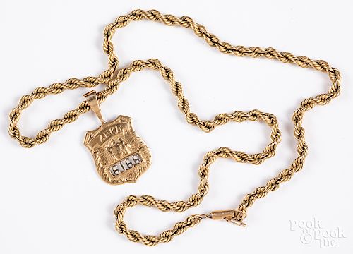 14K gold necklace and pendant