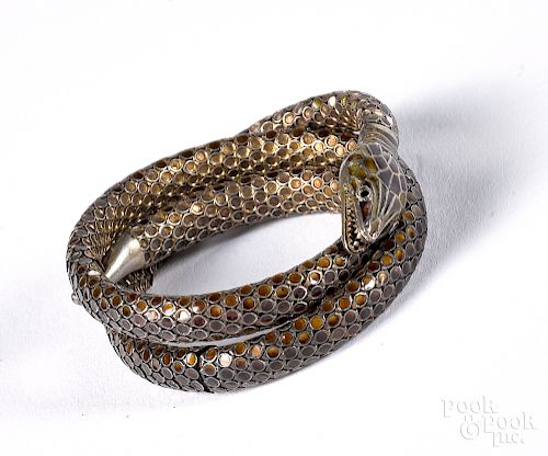 Sterling silver and enamel snake bracelet