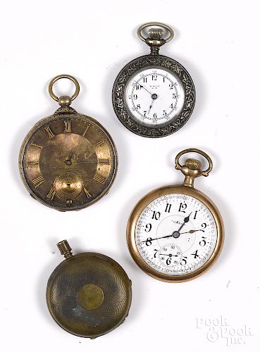 Four pocket watches, to include Illinois and K.W.