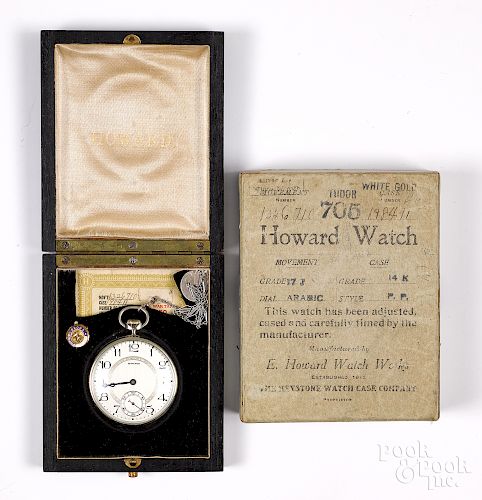 E. Howard 14K pocket watch and chain