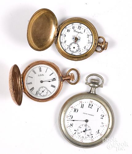 Two gold filled pocket watches, etc