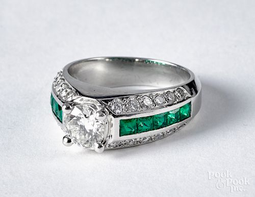 Platinum, diamond and tsavorite garnet ring