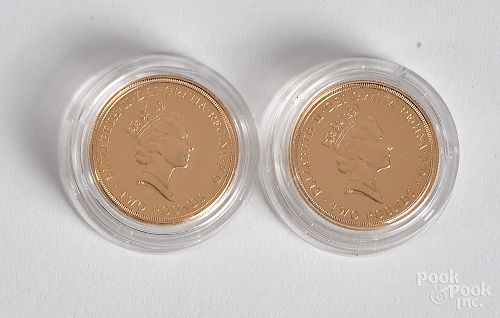 Great Britain 1986 gold double sovereign coins