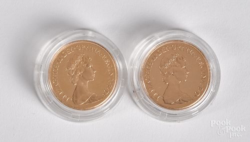 Great Britain 1983 gold double sovereign coins