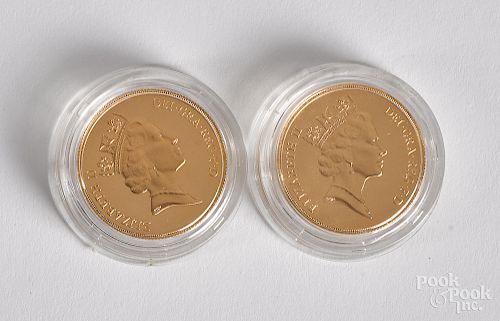 Great Britain 1987 gold double sovereign coins
