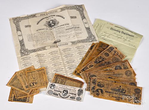 Confederate States of America $500 loan note, etc
