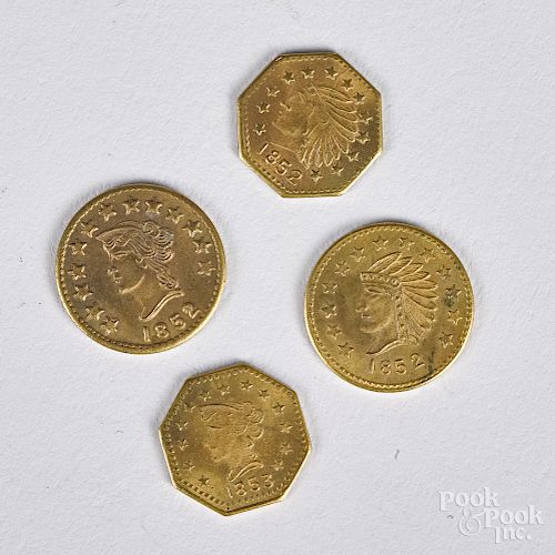 Four spurious California gold pieces