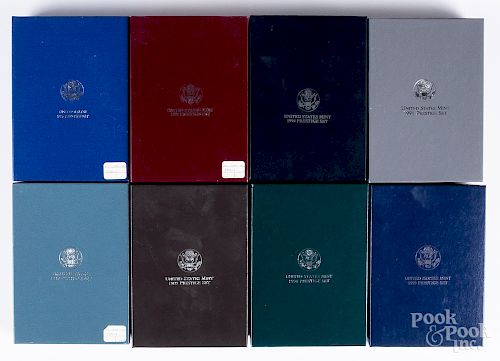Eight US Mint Prestige sets