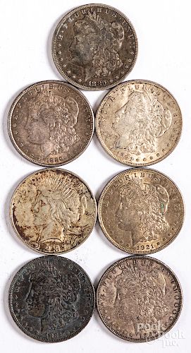 1880-CC Morgan silver dollar, etc.