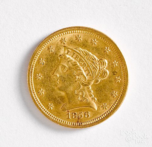 1856 Liberty Head two and a half dollar gold coin
