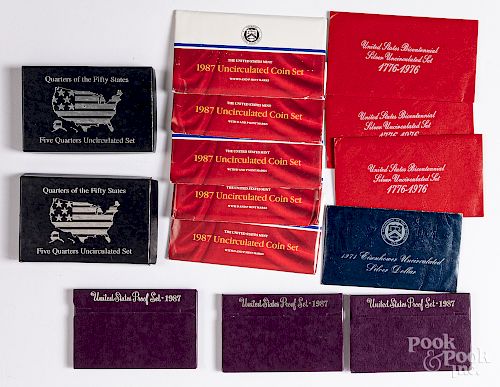 Three US 1976 silver uncirculated sets, etc.