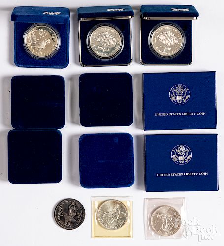 Five silver constitution coins, etc.