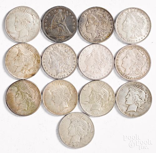 Seven Peace silver dollars, etc.