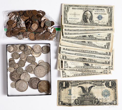 Mostly US coins and currency