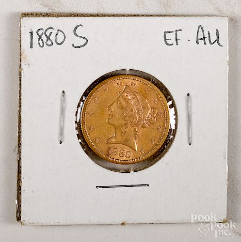 1880-S Liberty Head five dollar gold coin.