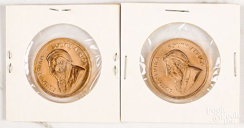 Two South Africa 1980 gold Krugerrands