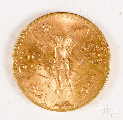 1947 Mexico fifty peso gold coin